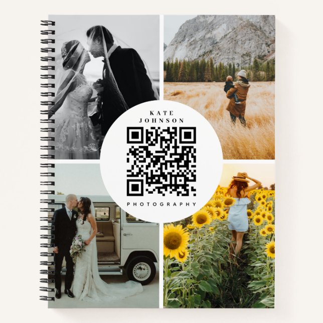 Photographer Photos QR Code Social Media Icons  Notebook (Front)