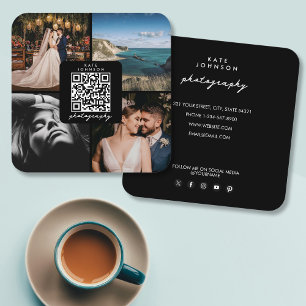 Photographer Photos QR Code Social Media Script Square Business Card