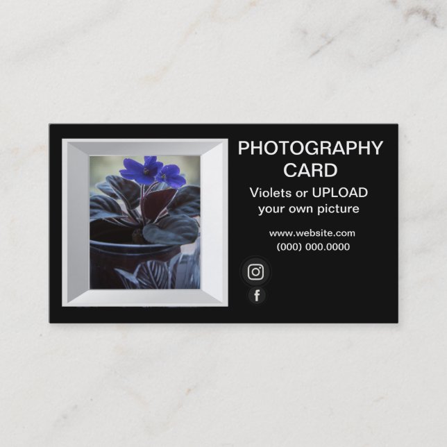 Photographer Picture Frame Violets Picture Business Card (Front)