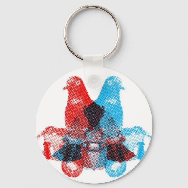 Photographer Pigeon Spy Screenprinted Key Ring (Front)