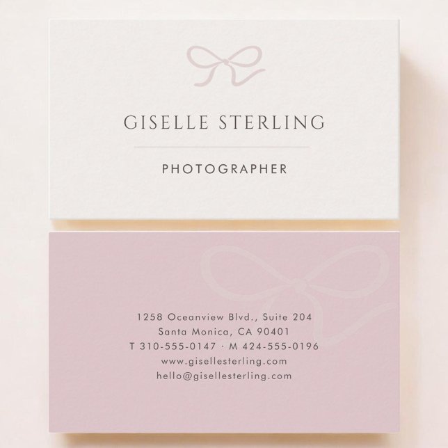 Photographer Pink Bow Business Card (Creator Uploaded)