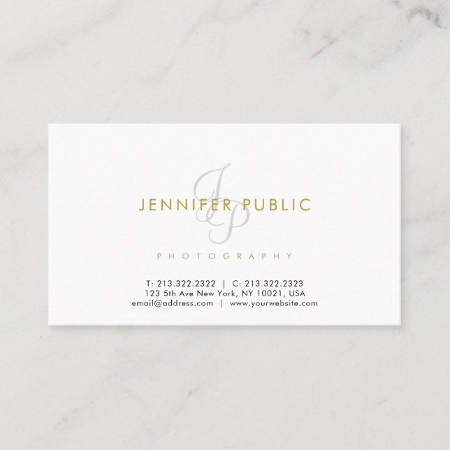 Photographer Plain Elegant Photographer Monogram Business Card (Front)