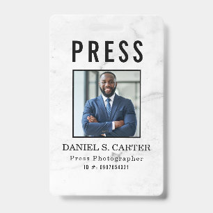 Photographer Press Journalist Id Card Custom Badge