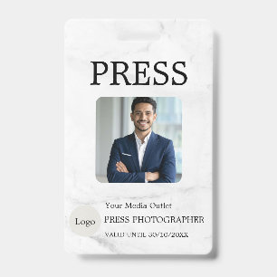 Photographer Press Journalist Id Card Custom Badge