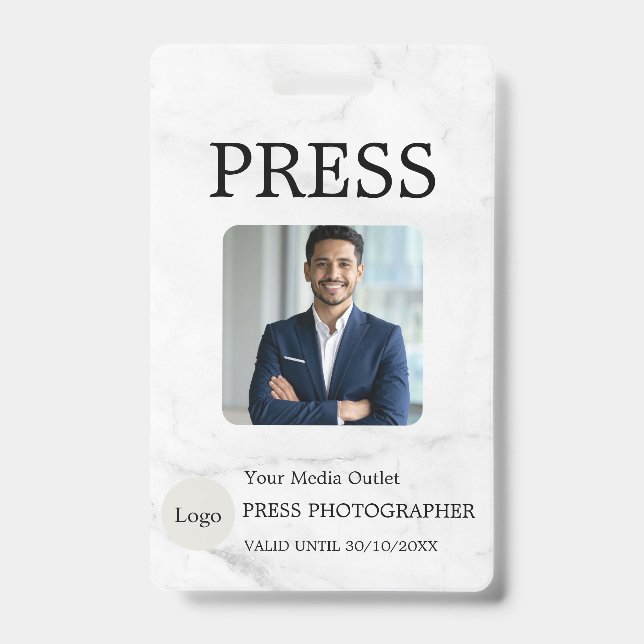 Photographer Press Journalist Id Card Custom Badge (Front)