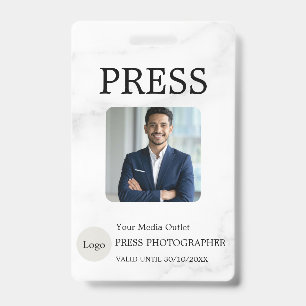Photographer Press Journalist Id Card Custom Badge