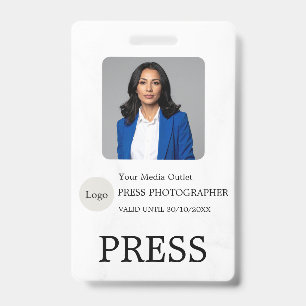 Photographer Press Journalist Id Card Custom Badge
