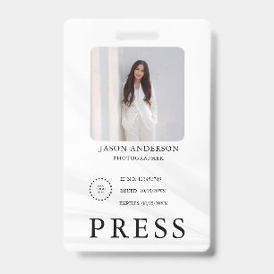Photographer Press Journalist Id Card Custom Badge