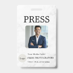 Photographer Press Journalist Id Card Custom Badge