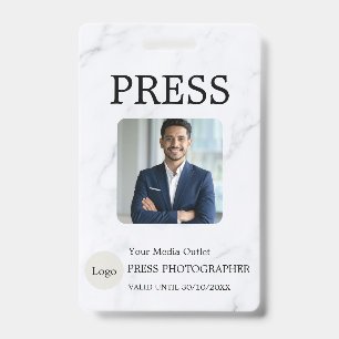 Photographer Press Journalist Id Card Custom Badge