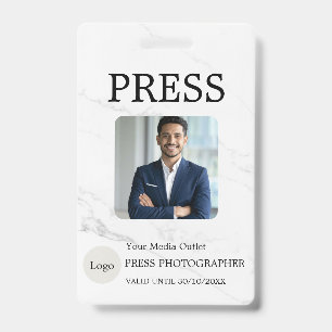 Photographer Press Journalist Id Card Custom Badge
