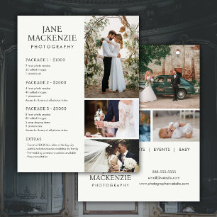 Photographer Price List and Services Flyer