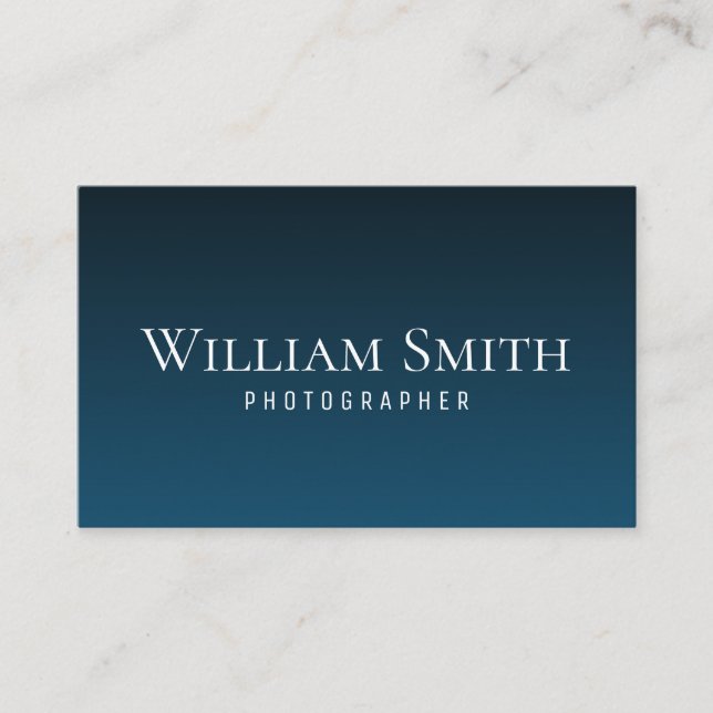 Photographer Professional Deep blue Trendy For him Business Card (Front)