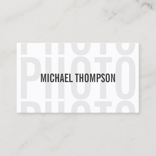 Photographer Professional Modern Bold Business Card (Front)