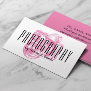 Photographer Professional Pink Camera Photography Business Card
