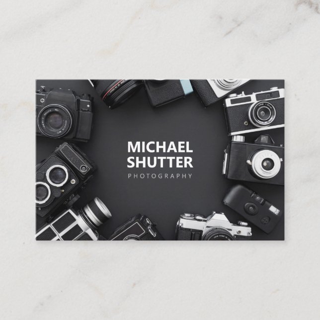 Photographer Retro Analogue Film Camera Business Card (Front)