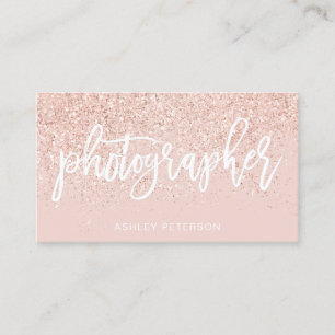 photographer rose gold glitter blush pink business card