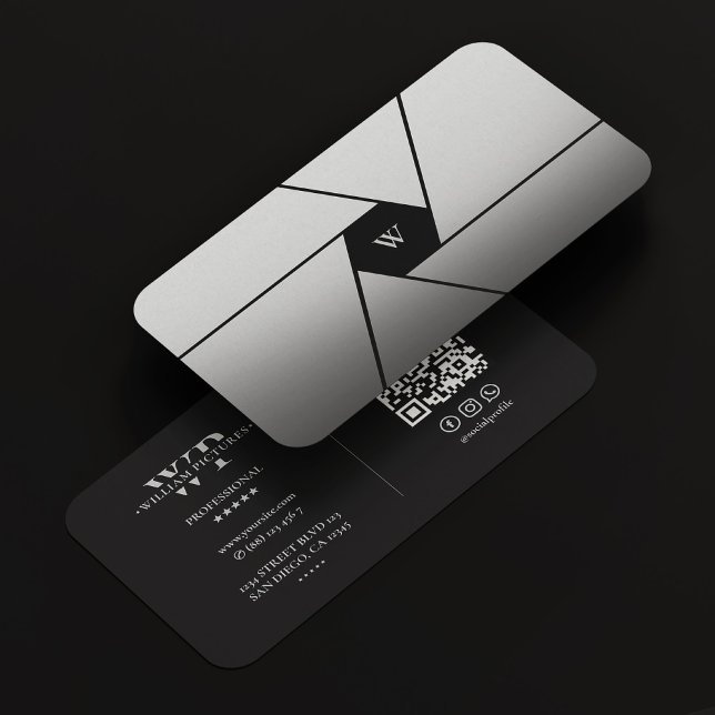 Photographer Shutter Lens Elegant Black Silver Business Card (Photographer Shutter Lens Elegant Black Silver Business Card
)