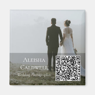 Photographer Square QR Magnetic Business Card Magnet