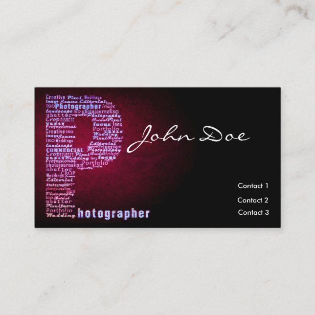 Photographer Typographic Business cards (Front)