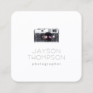Photographer Vintage Camera Illustration Logo Square Business Card