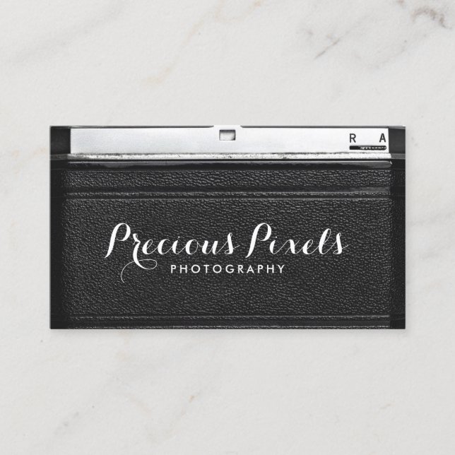 Photographer Vintage Camera Leather Photography Business Card (Front)