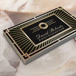 Photographer Vintage Gold Art Deco Modern Business Card