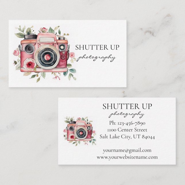 Photographer Watercolor Cameras  Business Card (Front/Back)