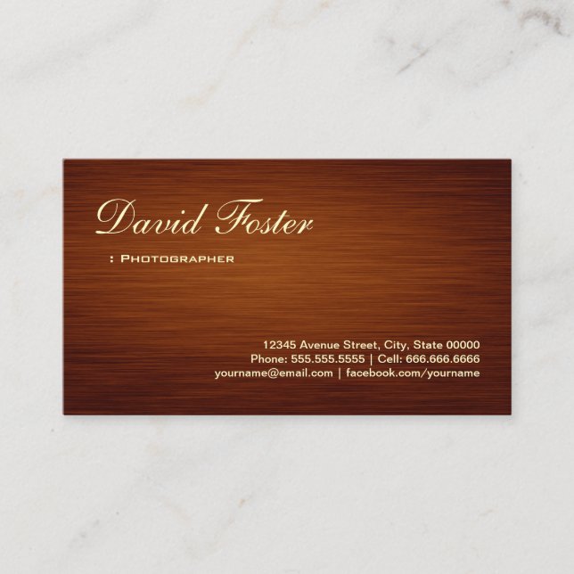 Photographer - Wood Grain Look Business Card (Front)