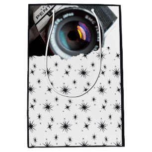 Photographer's Black & White Christmas Stars Medium Gift Bag