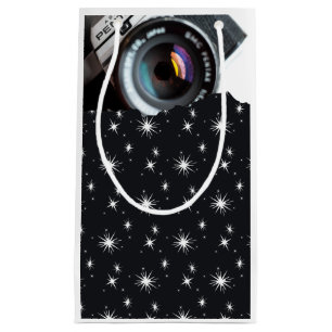 Photographer's Black & White Christmas Stars Small Gift Bag