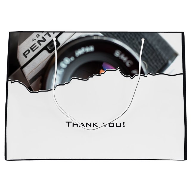 Photographer's Black & White Thank You Large Gift Bag (Front)