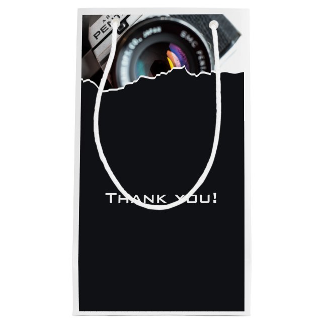 Photographer's Black & White Thank You Small Gift Bag (Front)