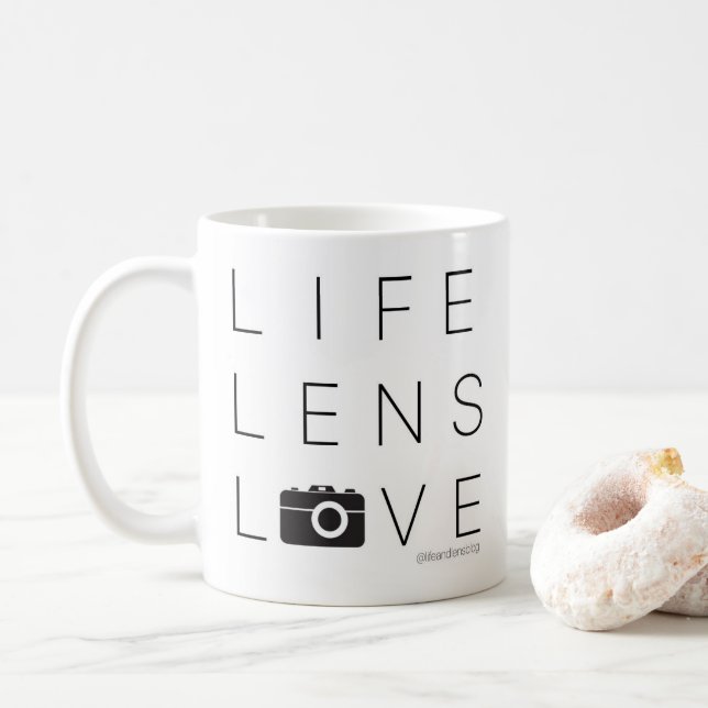 Photographer's Love mug | LIFE LENS LOVE (With Donut)