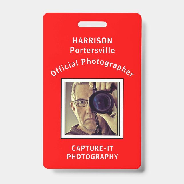 Photographers Photo Company Logo Template ID Badge (Front)