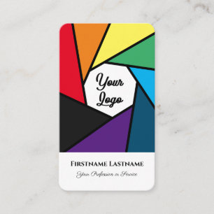 Photographers rainbow colours DSLR Camera lenses Business Card