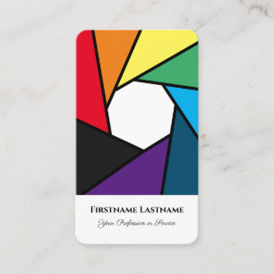 Photographers rainbow colours DSLR Camera lenses Business Card