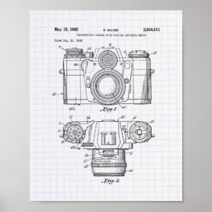 Photographic Camera 1959 Patent Art - Lined Peper Poster