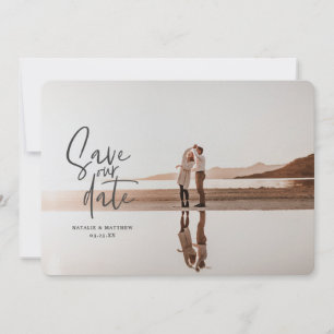 Photographic floral geometric wedding photo save the date