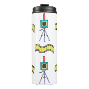 Photographic Journey: Vintage Camera Pattern Thermal Tumbler
