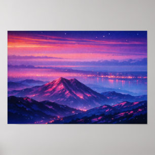 Photographic Landscape Neon Art Edited Poster