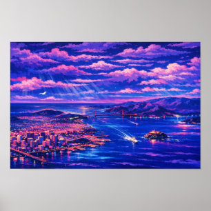 Photographic Landscape Neon Art Edited Poster