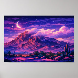 Photographic Landscape Neon Art Edited Poster