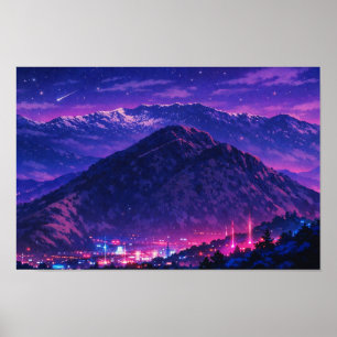 Photographic Landscape Neon Art Edited Poster