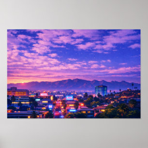 Photographic Landscape Neon Art Edited Poster