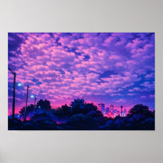 Photographic Landscape Neon Art Edited  Poster