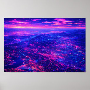 Photographic Landscape Neon Art Edited Poster