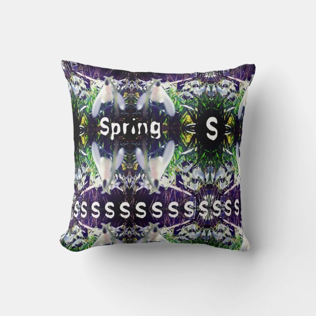 Photographic Snowdrops by River Severn / Hafren   Cushion (Front)