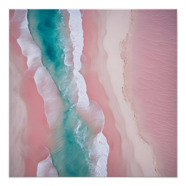 Photography Beach Aesthetic Sunset Neutral Pink Poster (Front)