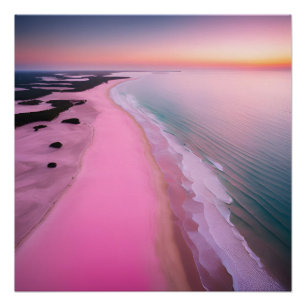 Photography Beach Aesthetic Sunset Neutral Pink Poster